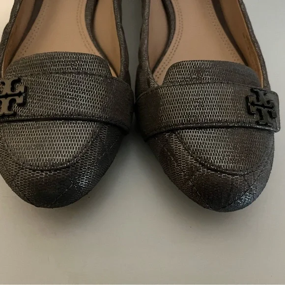 TORY BURCH Leila Quilted Metallic Flat, Size 8.5, Like New - Picture 4 of 9